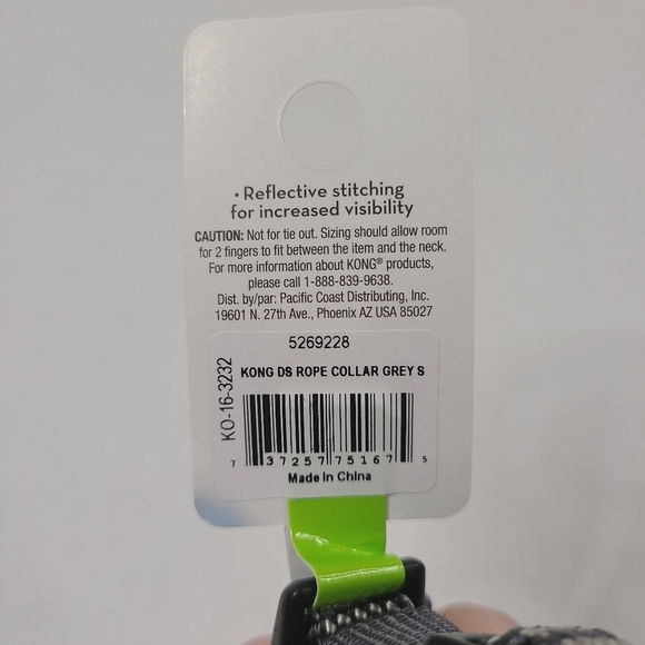 NWT Kong Reflective Rope Dog Collar Grey Size Small - Picture 6 of 6